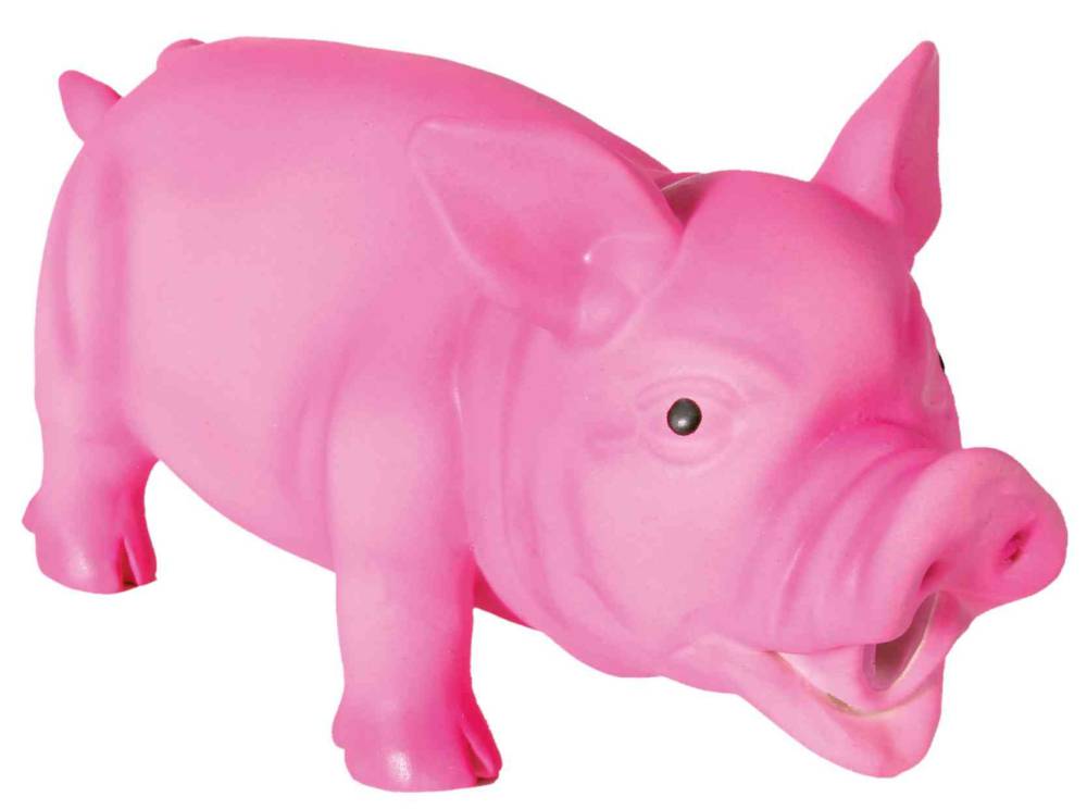 Pig, animal sound, latex/polyester fleece, 21 cm