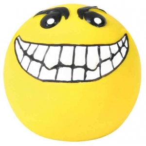 Smiley, latex/polyester fleece, ø 6 cm, sorted