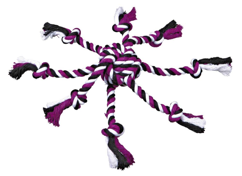 Rope toy with woven-in ball, ø 7 cm