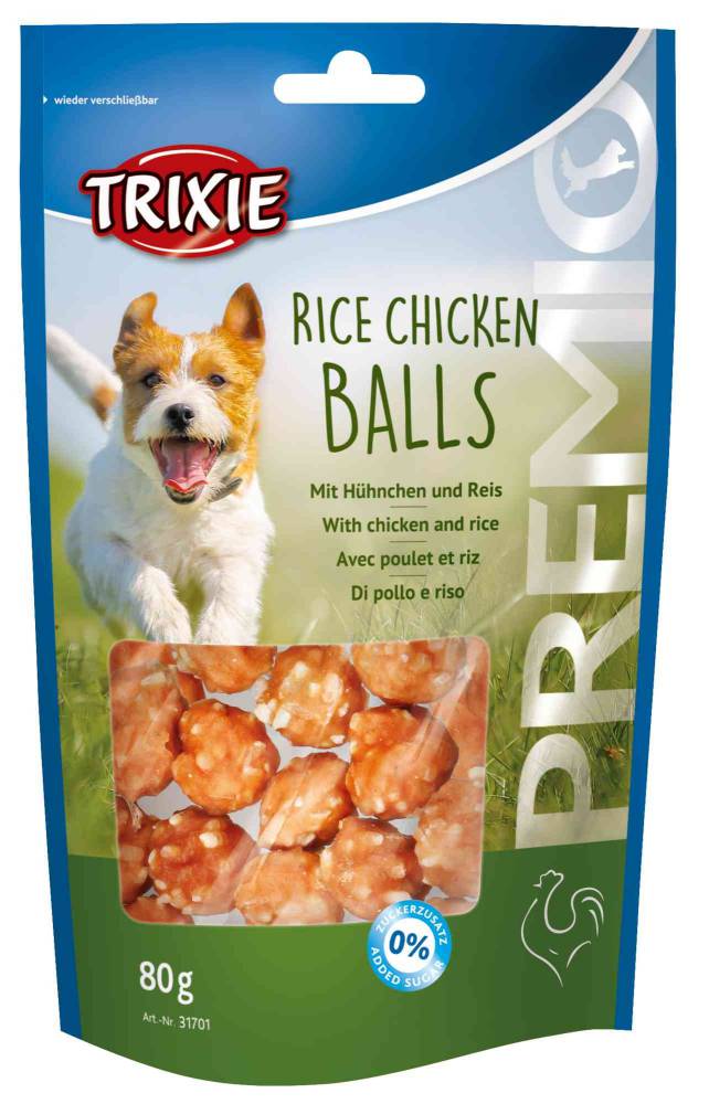 Koera maius PREMIO Rice Chicken Balls 80g