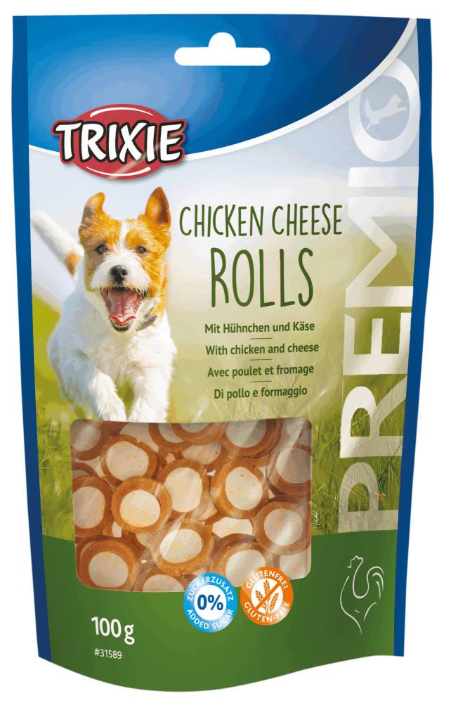 Koera maius PREMIO Chicken Cheese Rolls 100g