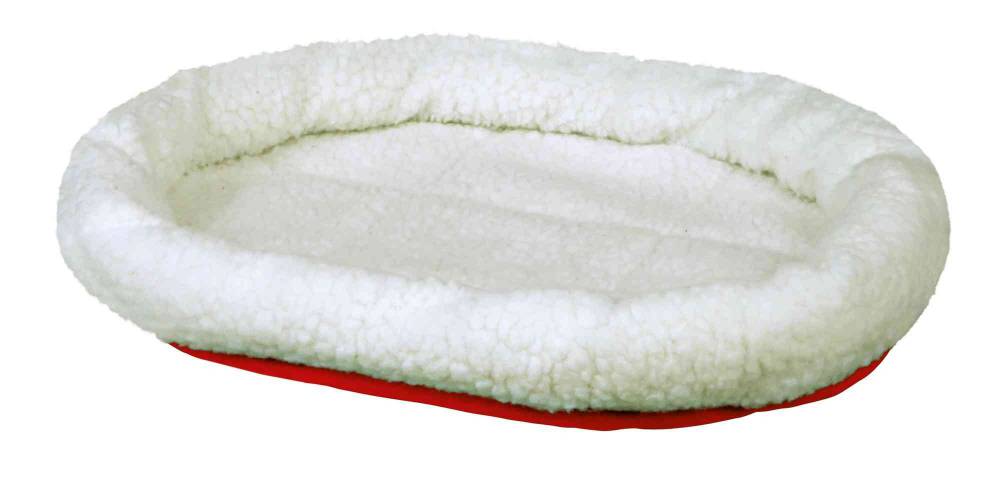 Bed, round, 47 × 38 cm, wool-white/red