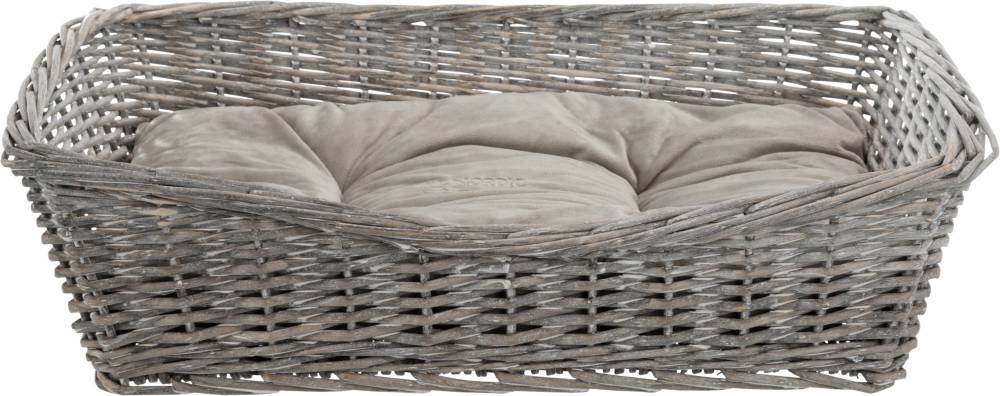 BE NORDIC basket with cushion, wicker, 60 × 43 cm, grey