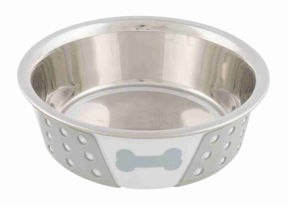 Bowl, stainless steel/silicone, 0.4 l/ø 14 cm, white/grey