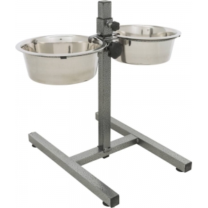 Dog bar, stainless steel/metal, 2 × 1.8 l/ø 20 cm