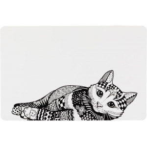 Place mat cat, 44 × 28 cm, white/black