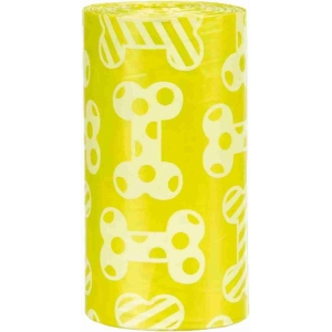 Dog poop bags, lemon scent, 4 rolls of 20 bags, yellow