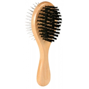 Brush, double-sided, wood/nylon & wire bristles, 5 × 17 cm