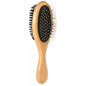 Brush, double-sided, wood/nylon & wire bristles, 7 × 23 cm