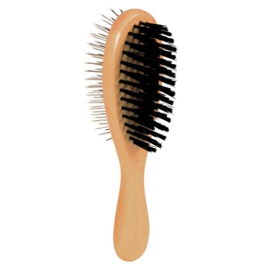 Brush, double-sided, wood/nylon & wire bristles, 6 × 21 cm