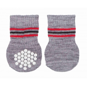 Dog socks, non-slip, M–L, 2 pcs., grey