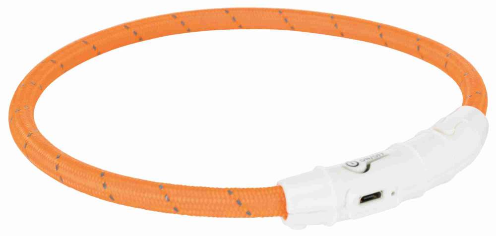 Flash light band USB, TPU/nylon, L–XL: 65 cm/ø 7 mm, orange