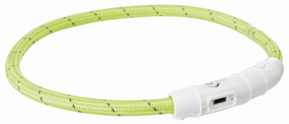 Flash light band USB, TPU/nylon, XS–S: 35 cm/ø 7 mm, green