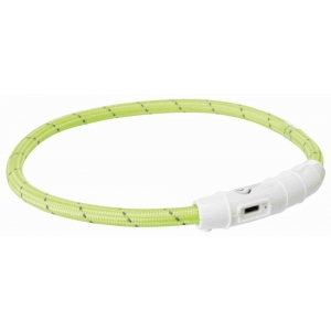 Flash light band USB, TPU/nylon, XS–S: 35 cm/ø 7 mm, green