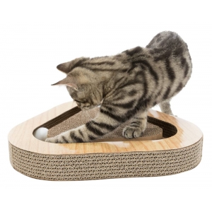 Scratching cardboard with balls, catnip, 36 × 5 × 36/36 cm, brown