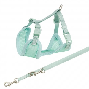 Junior puppy soft harness with leash, 26–34 cm/10 mm, 2.00 m, mint