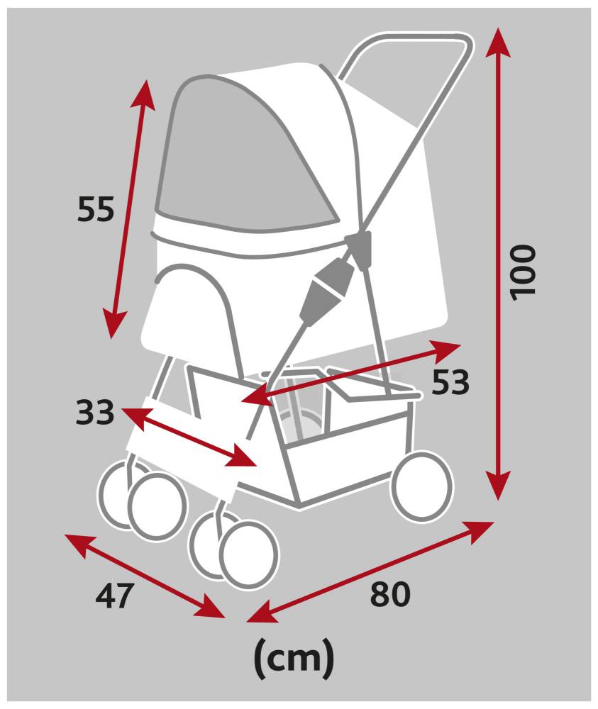 Buggy, 47 x 100 x 80 cm, 4.9 kg, grey