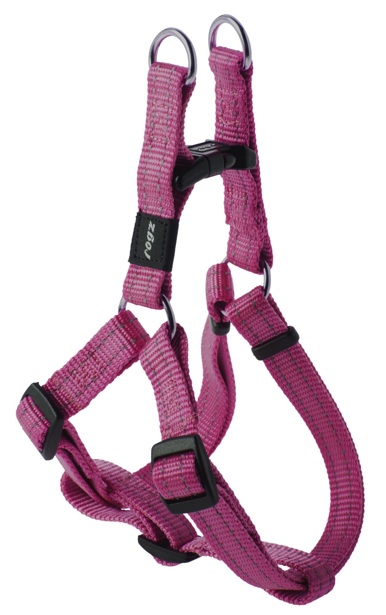 Rogz Utility Medium 16mm Snake Step-in Dog Harness, Pink Reflective