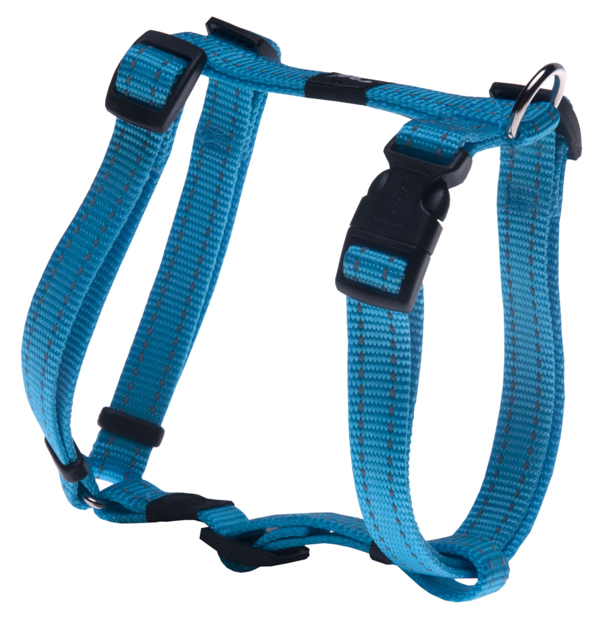 Rogz Utility Medium 16mm Snake Dog H-Harness, Turquoise Reflective