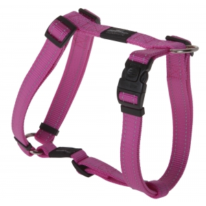 Rogz Utility Large 20mm Fanbelt Dog H-Harness, Pink Reflective