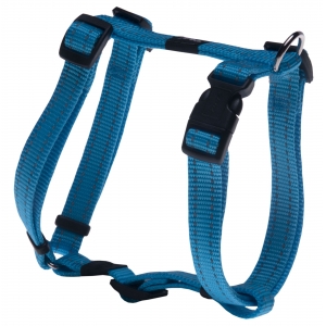 Rogz Utility Large 20mm Fanbelt Dog H-Harness, Turquoise Reflective