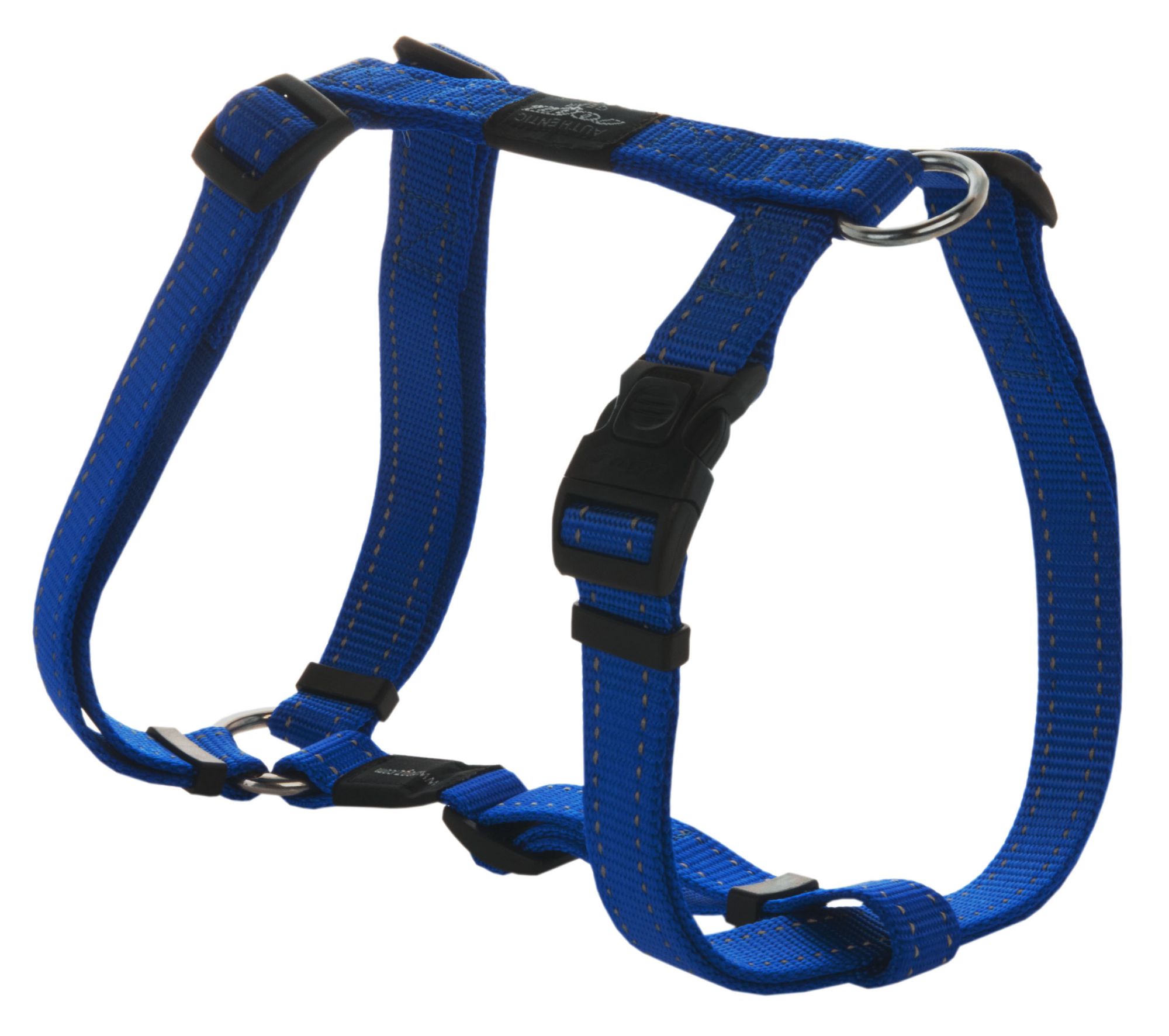 Rogz Utility Large 20mm Fanbelt Dog H-Harness, Blue Reflective