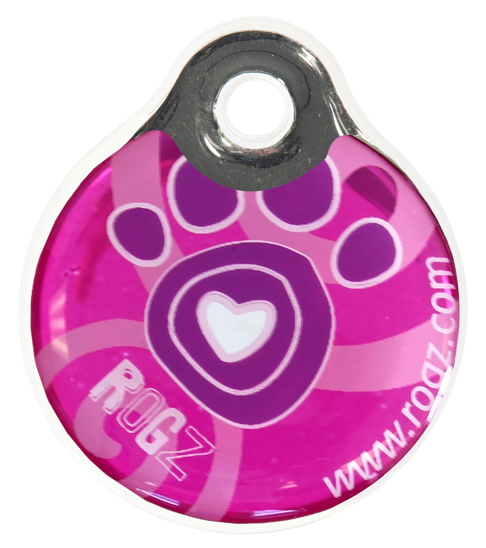 Rogz ID Tagz Small 27mm Self-Customisable, Instant Resin Tag, Pink Paws Design