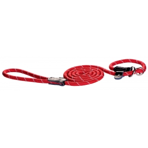 Rogz Rope Large 12mm 1.8m Long Moxon Dog Rope Lead, Red Reflective