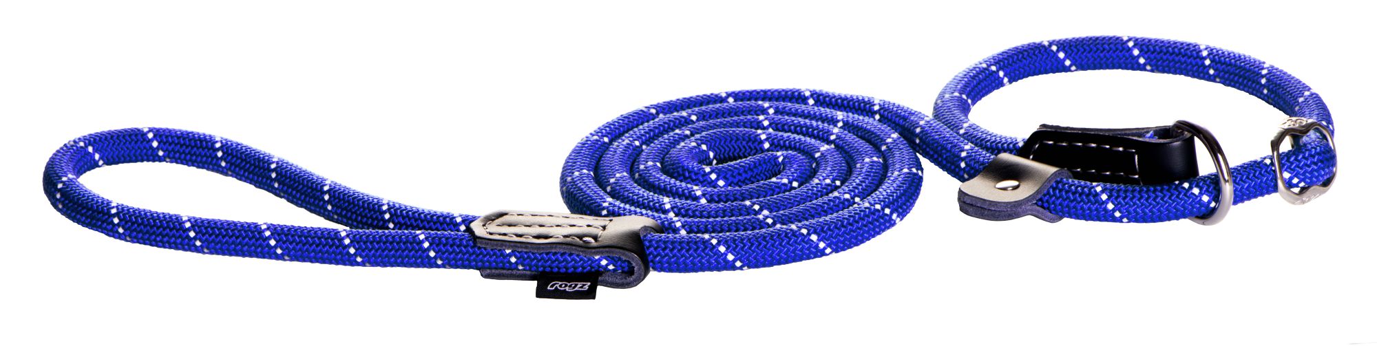 Rogz Rope Large 12mm 1.8m Long Moxon Dog Rope Lead, Blue Reflective