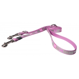 Rogz Pupz Reflecto Medium 16mm Reflective Multi-Purpose Puppy Lead, Pink Bones Design