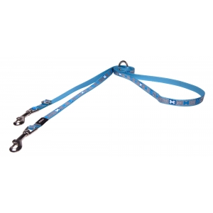 Rogz Pupz Reflecto Small 12mm Reflective Multi-Purpose Puppy Lead, Blue Bones Design