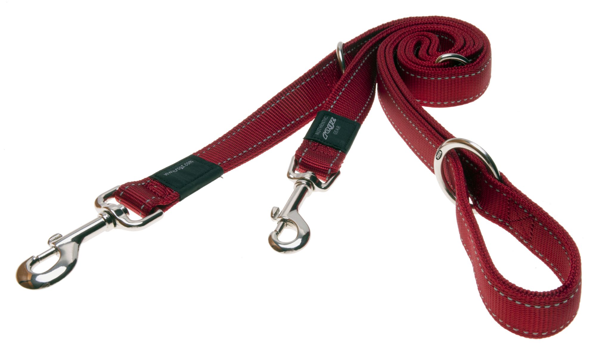 Rogz Utility Medium 16mm Snake Multi-Purpose Dog Lead, Red Reflective