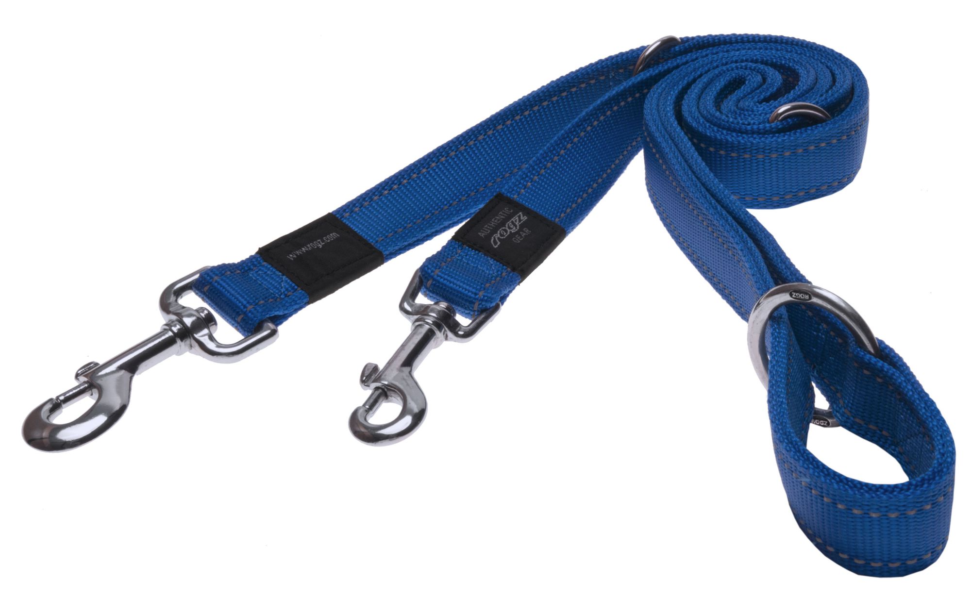 Rogz Utility Medium 16mm Snake Multi-Purpose Dog Lead, Blue Reflective