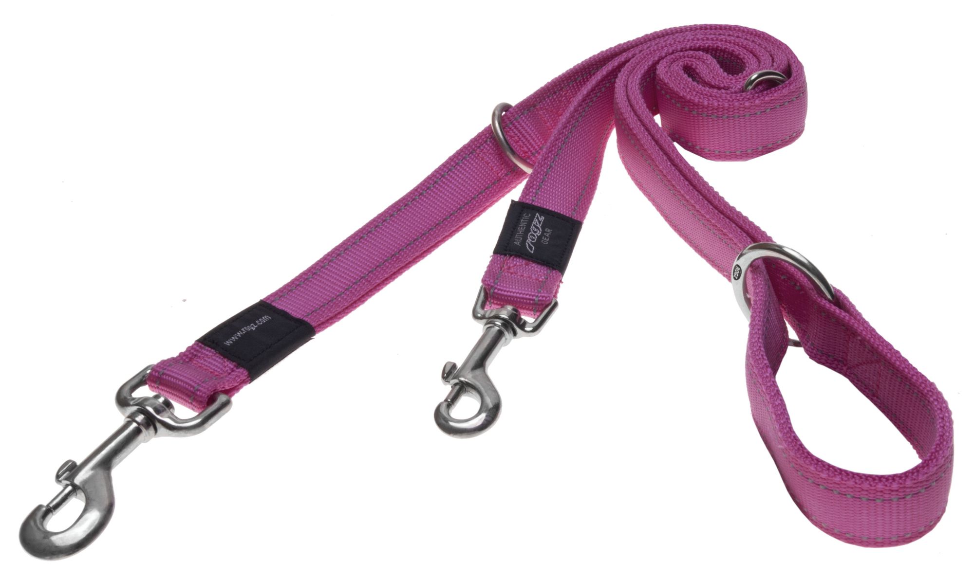 Rogz Utility Large 20mm Fanbelt Multi-Purpose Dog Lead, Pink Reflective