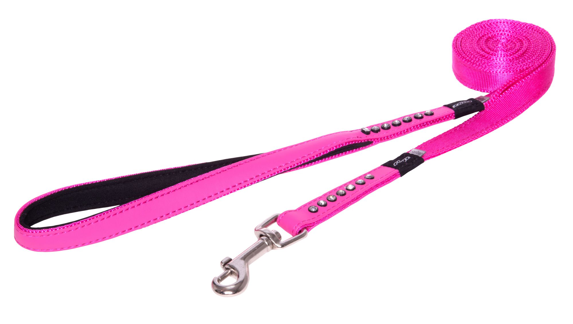 Rogz Lapz 16mm Medium Luna Fixed Long Dog Lead, Pink