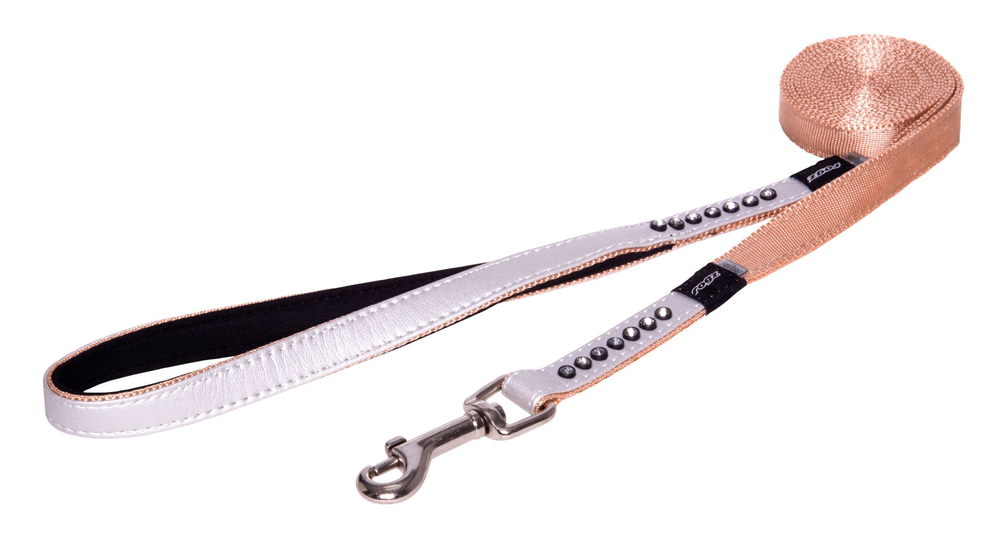 Rogz Lapz 16mm Medium Luna Fixed Long Dog Lead, Ivory