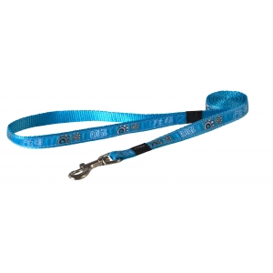 Rogz Fancy Dress Medium 16mm Scooter Fixed Dog Lead, Turquoise Paw Design