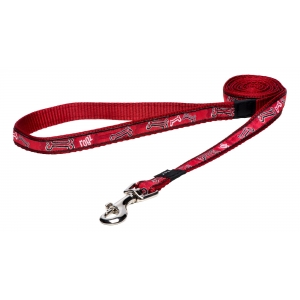 Rogz Fancy Dress Medium 16mm Scooter Fixed Dog Lead, Red Rogz Bone Design