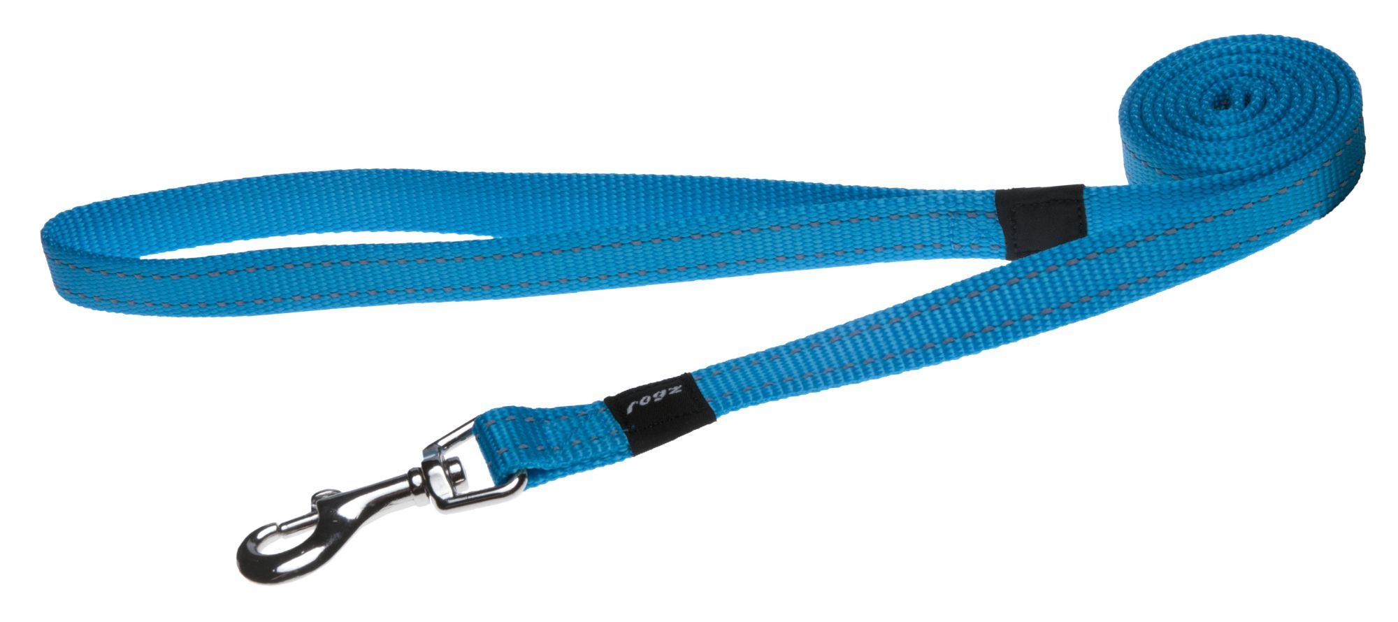 Rogz Utility Medium 16mm Snake Fixed Dog Lead, Turquoise Reflective