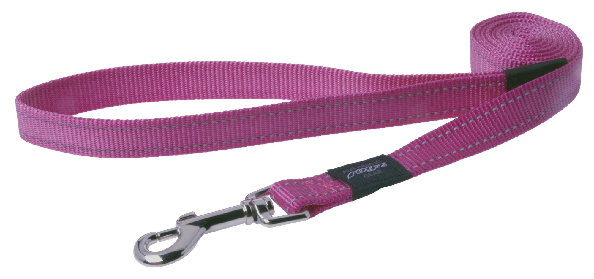 Rogz Utility Large 20mm Fanbelt Fixed Dog Lead, Pink Reflective