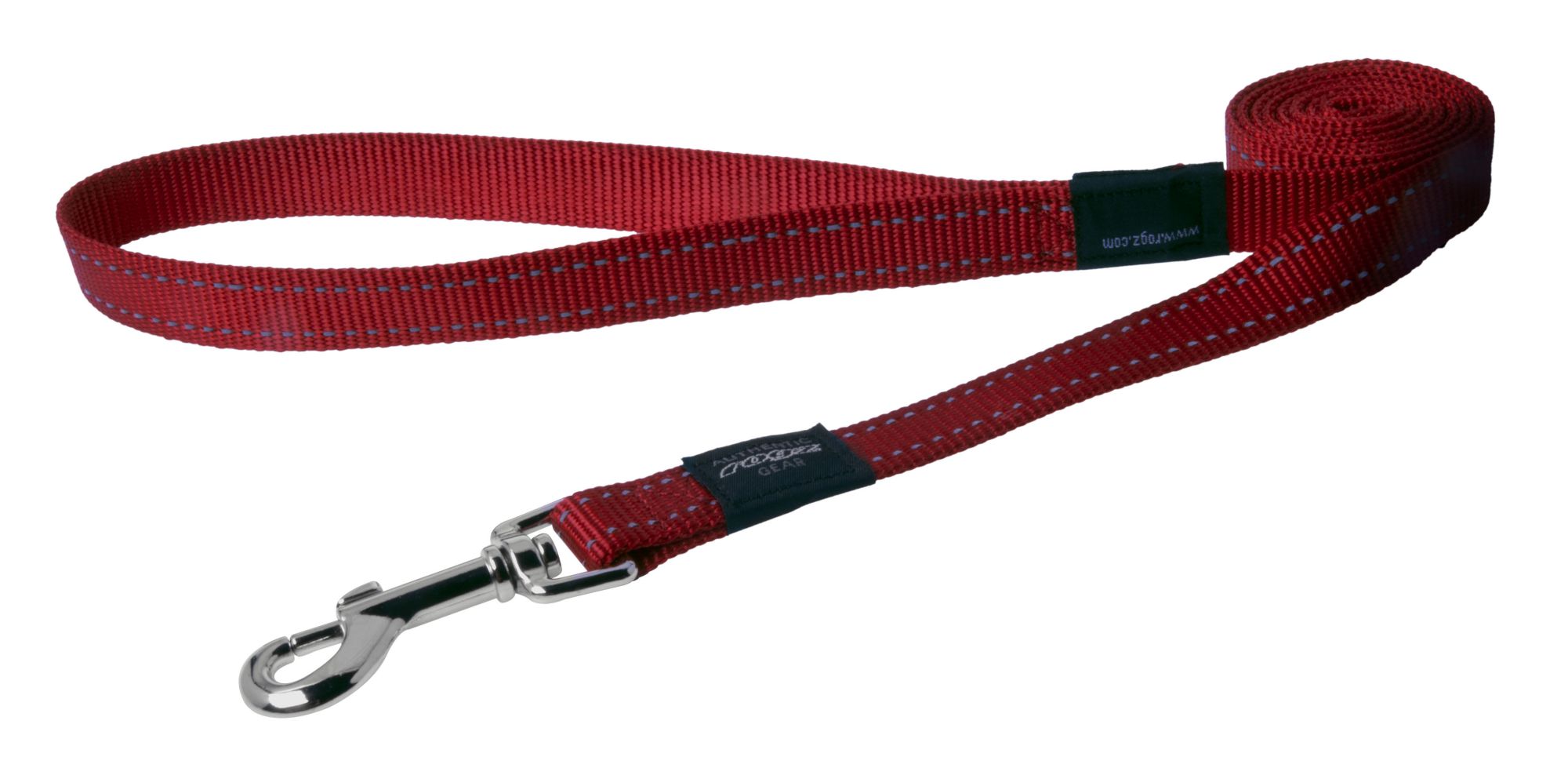 Rogz Utility Large 20mm Fanbelt Fixed Dog Lead, Red Reflective