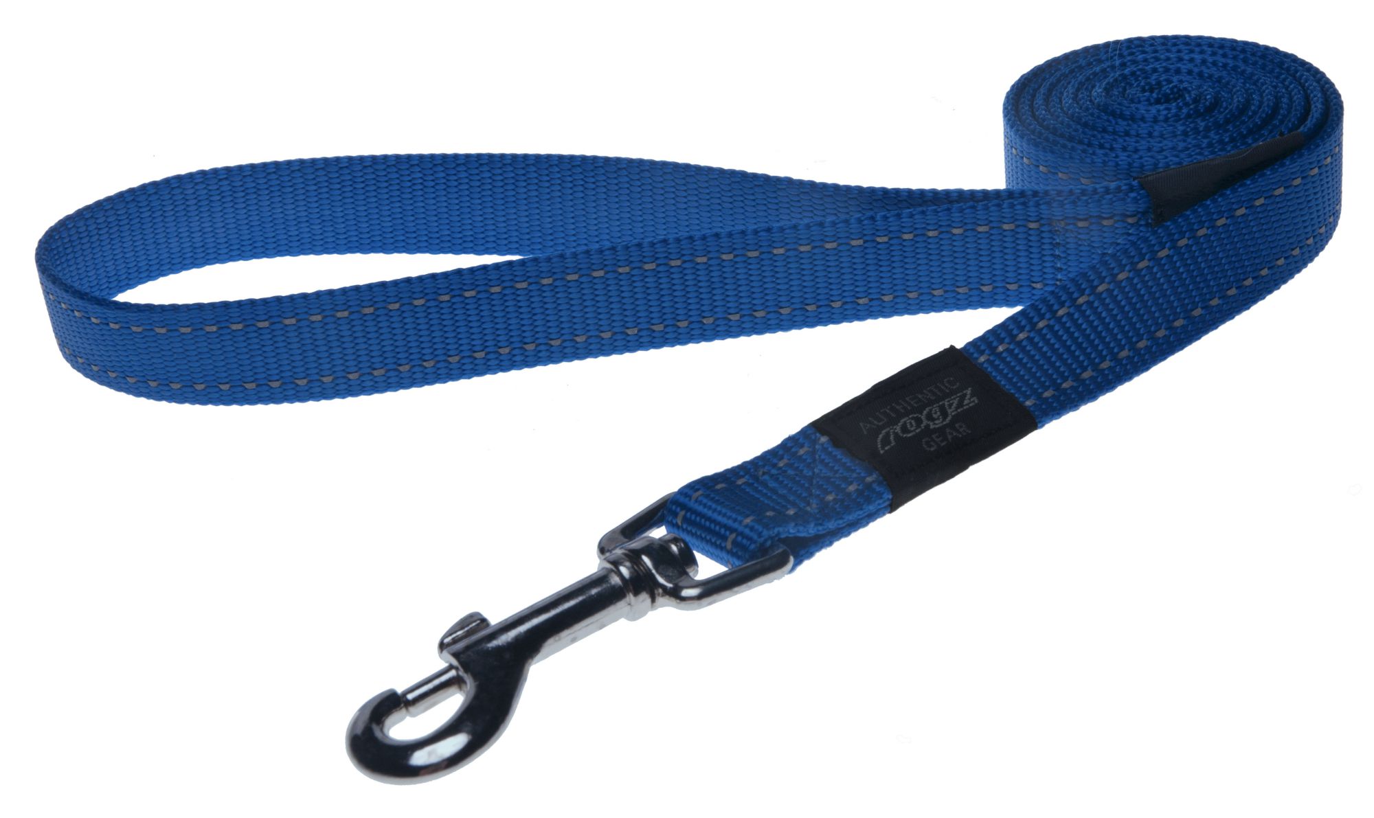 Rogz Utility Large 20mm Fanbelt Fixed Dog Lead, Blue Reflective