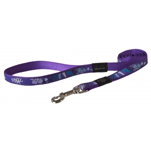 Rogz Fancy Dress Large 20mm Beach Bum Fixed Dog Lead, Purple Forest Design