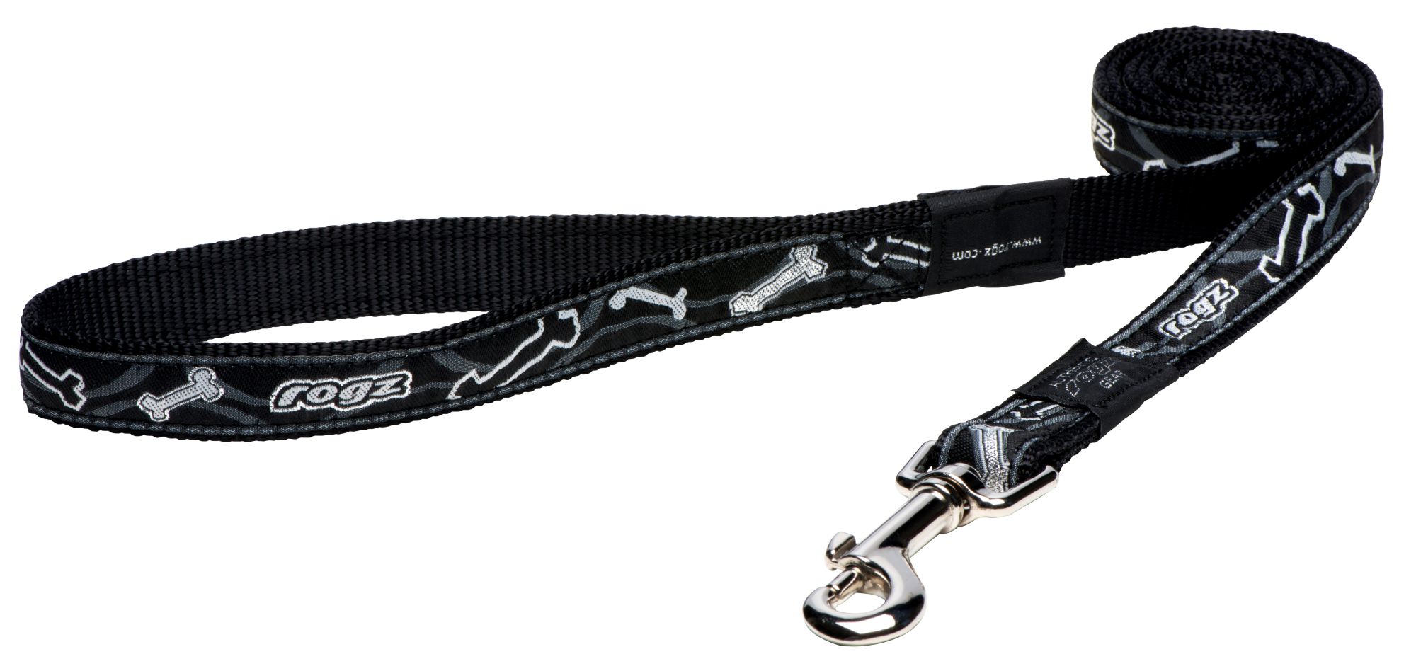 Rogz Fancy Dress Large 20mm Beach Bum Fixed Dog Lead, Black Bone Design