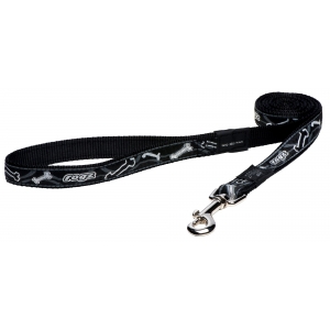 Rogz Fancy Dress Large 20mm Beach Bum Fixed Dog Lead, Black Bone Design