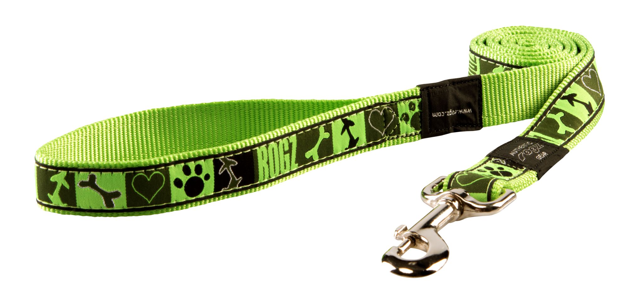 Rogz Fancy Dress Extra Large 25mm Armed Response Fixed Dog Lead, Lime Juice Design