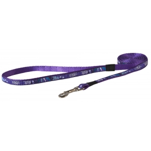 Rogz Fancy Dress Small 11mm Jellybean Fixed Dog Lead, Purple Forest Design