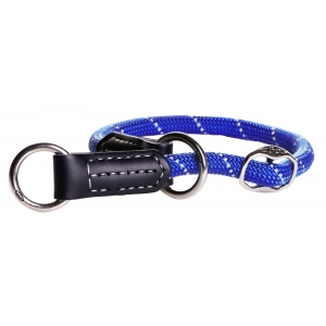 Rogz Rope Medium 9mm Adjustable Neck Size 35-40cm Dog Collar, Blue Reflective