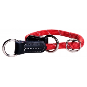 Rogz Rope Medium 9mm Adjustable Neck Size 30-35cm Dog Collar, Red Reflective