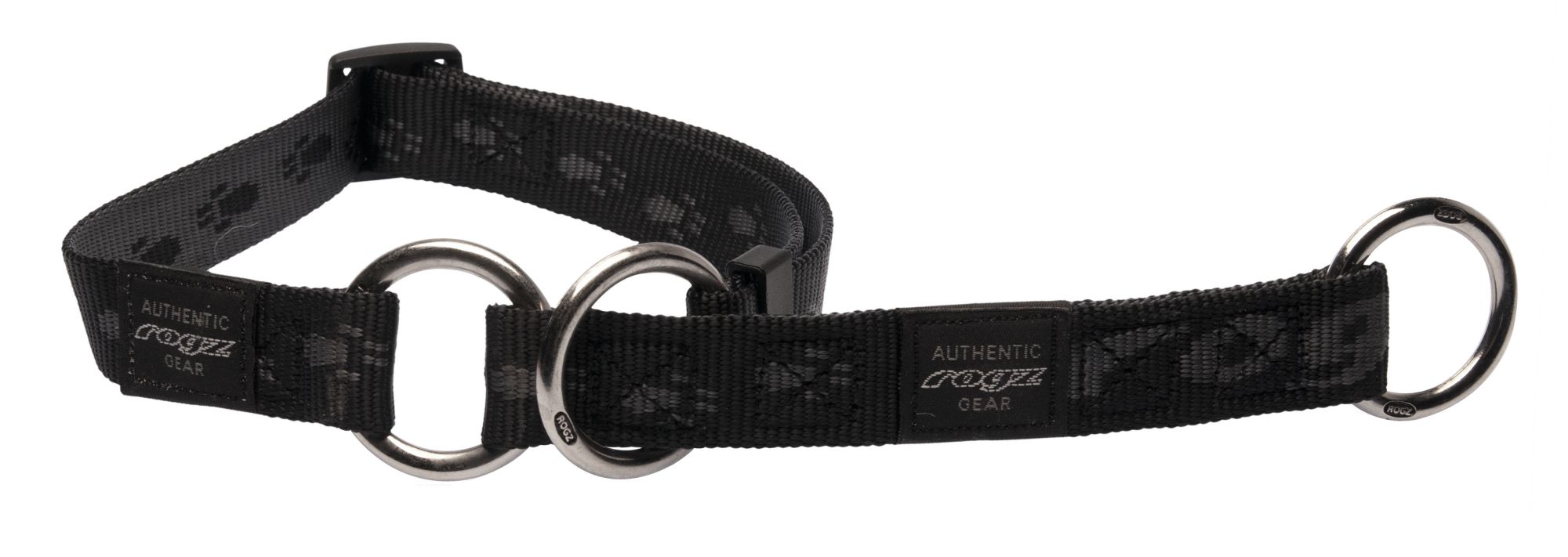 Rogz Alpinist Large 20mm K2 Web Half-Check Dog Collar, Black Rogz Design